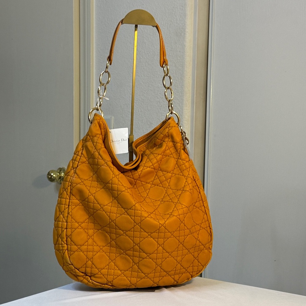 Dior Vibrant Orange Quilted Hobo Bag